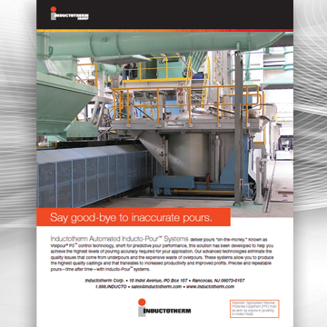 Say good-bye to inaccurate pours ad related to Inductotherm's Pressure Pour Systems