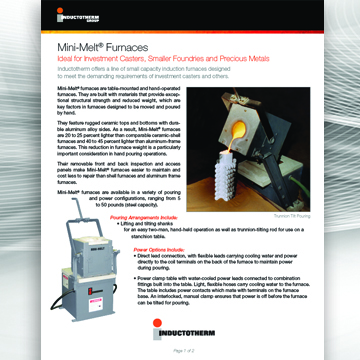 Mini-Melt® Furnaces brochure, a related resource for Inductotherm's Mini-Melt® Furnaces