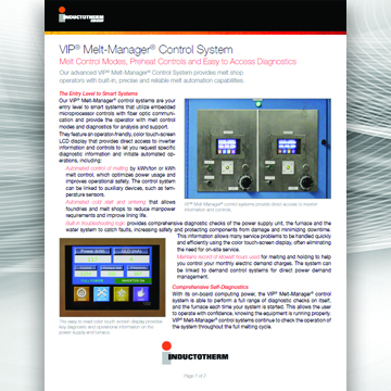 VIP® Melt-Manager® Control System brochure, a related resource for Inductotherm's Melt-Manager® Control Systems
