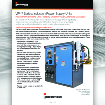VIP-I® Series: Induction Power Supply Units Brochure, Related literature resource for Inductotherm's VIP-I® Power Supply Units