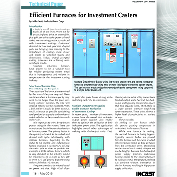 An article titled: Efficient Furnaces for Investment Casters