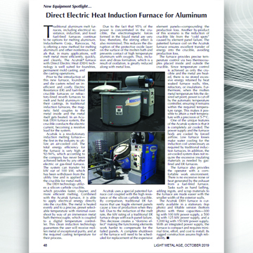 An article titled: Direct Electric Heat Induction Furnace for Aluminum
