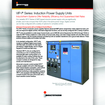 VIP-I® Series: Induction Power Supply Units Brochure, Related literature resource for Inductotherm's VIP-I® Power Supply Units