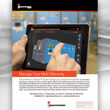 Manage your melt differently ad related to Inductotherm's iSense™ Systems